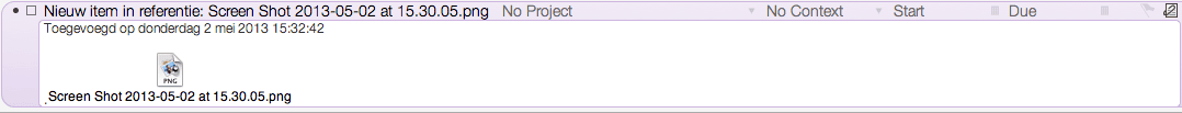 Nieuw referentie item in OmniFocus inbox