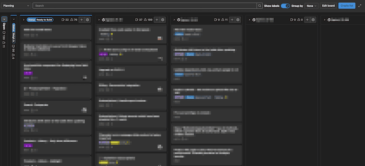 Screenshot van het Gitlab board dat ik gebruik om issues in te plannen